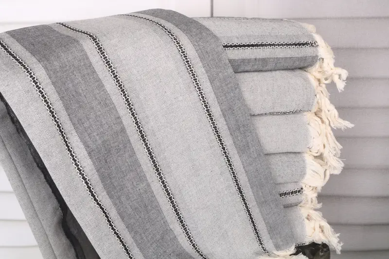 Personalized Turkish Beach Towel, Black Cotton, 40x67 Inches