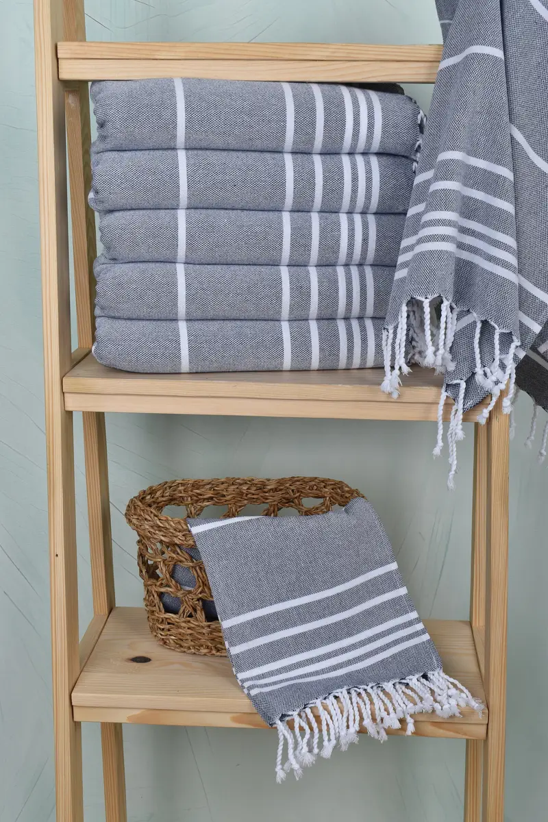 Monogram Hand Towel, Best Wedding Gift, Family Gift, Organic Towel, Bathroom Towels, 38x18 Cotton Striped Towel, Wedding Gift, Girl Trip Party Favor - 3