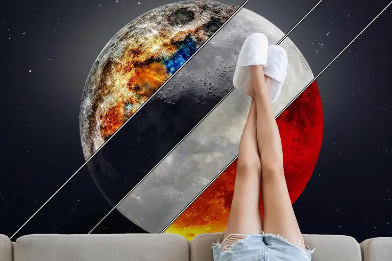 Alfombra estampada elegante: diseño de luna celestial y galaxia