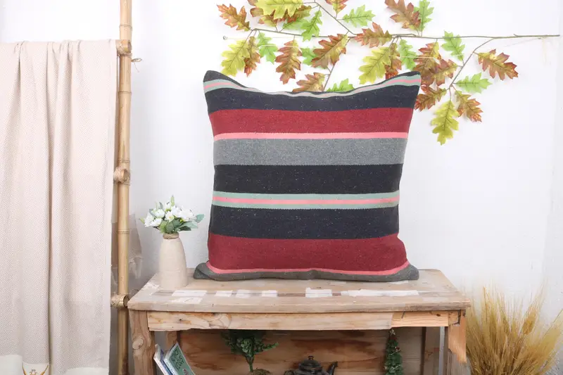 24x24 Blue Cushion Cover, Turkish Bench Pillow Case, Vintage Kilim Pillow, Turkish Kilim Pillow, Pillow for Couch, Cushion, Traditional Cushion Case - 1