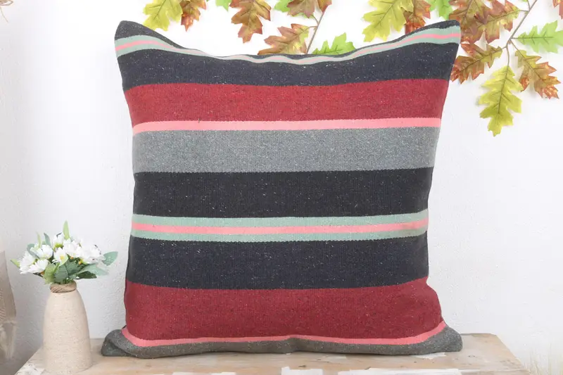24x24 Blue Cushion Cover, Turkish Bench Pillow Case, Vintage Kilim Pillow, Turkish Kilim Pillow, Pillow for Couch, Cushion, Traditional Cushion Case - 2