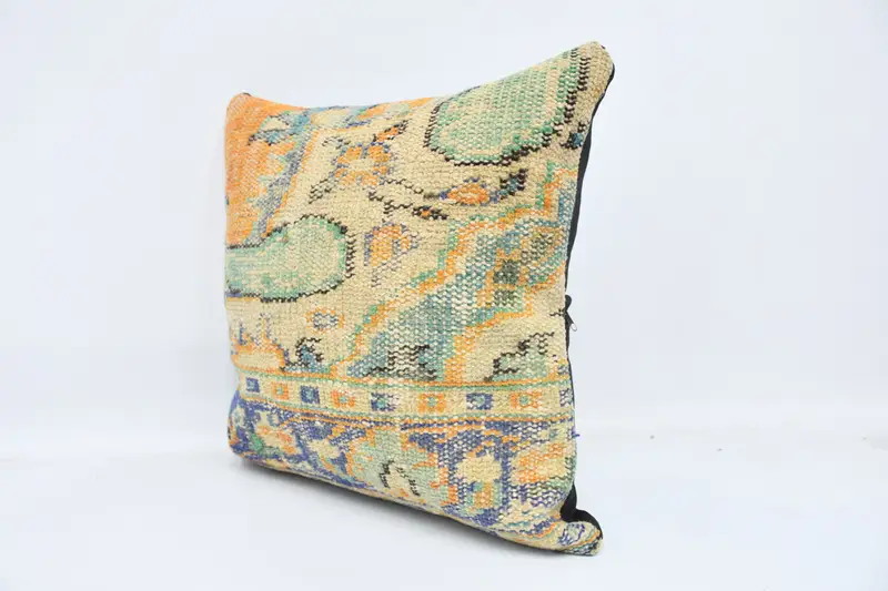 Sofa Bolster Pillow Sham, Pillow, Pillow for Sofa, Vintage Kilim Throw Pillow, Turkish Pillow, 20x20 Beige Pillow, Oriental Pillow Case - 4