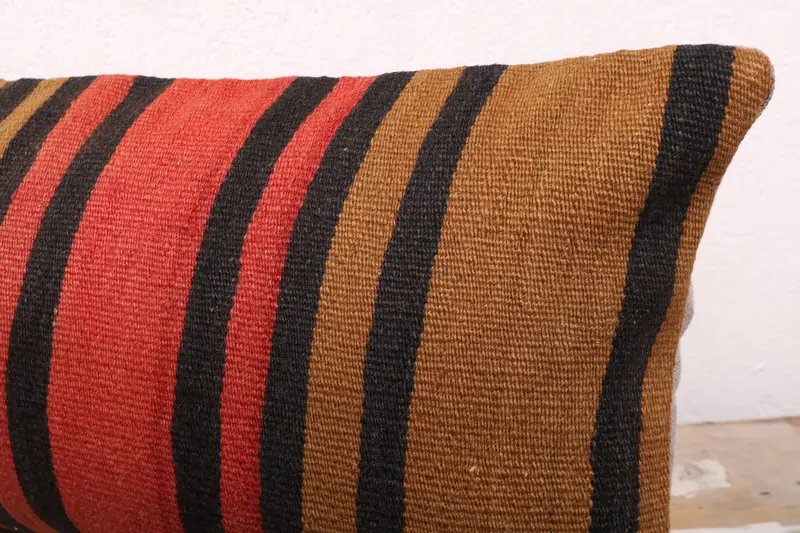 12x24 Red Pillow Sham, Handmade Rug Seat Cushion Case, Kilim Pillow, Cushion, Boho Pillow, Kilim Cushion Sham, Pattern Throw Pillow - 5