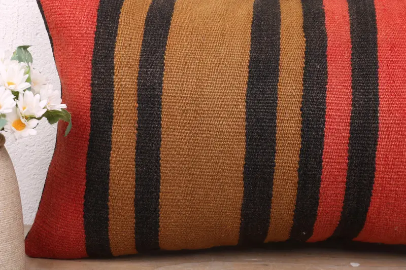 12x24 Red Pillow Sham, Handmade Rug Seat Cushion Case, Kilim Pillow, Cushion, Boho Pillow, Kilim Cushion Sham, Pattern Throw Pillow - 3