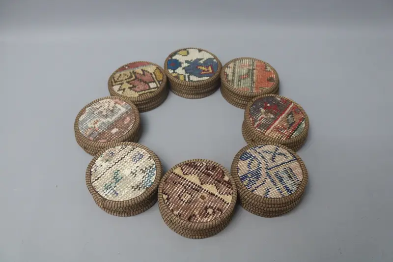 Bohemian Kilim Coaster, Round Non-Slip Coaster