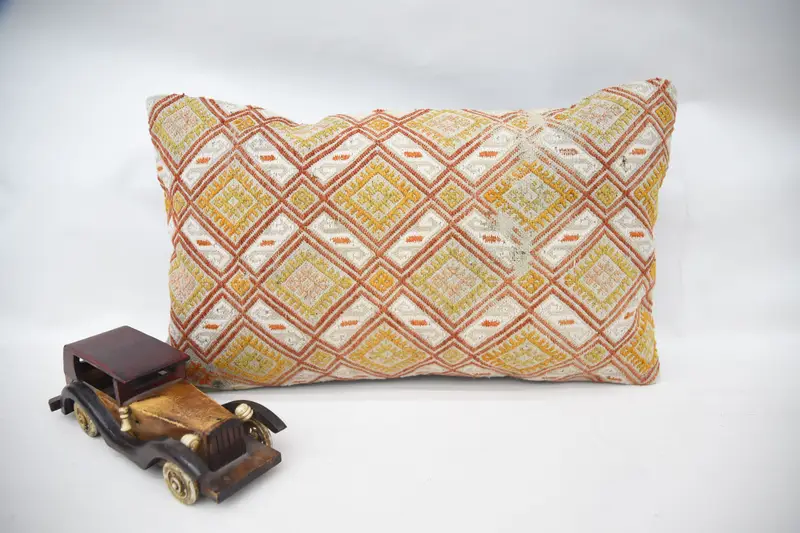 Natural Cushion Case, Toss Pillow Sham, 12x20 Yellow Cushion Cover, Pillow for Sofa, Cushion Cover, Vintage Pillow, Interior Designer Pillow - 4