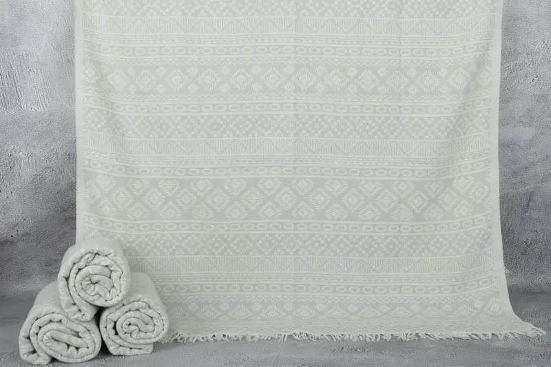 68x36 Cotton Geometric Towel, Sand-resistant towel, Personalized Turkish Towel, Personalized Gifts, Beach Towel Monogram, Handmade Gift - 1