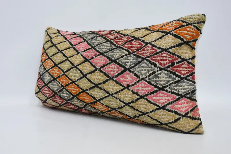 Southwestern Pillow Cover, Boho Pillow Sham Cover, 12x24 Green Cushion, Ethnical Kilim Rug Pillow, Vintage Kilim Throw Pillow, Cushion Cover - 4