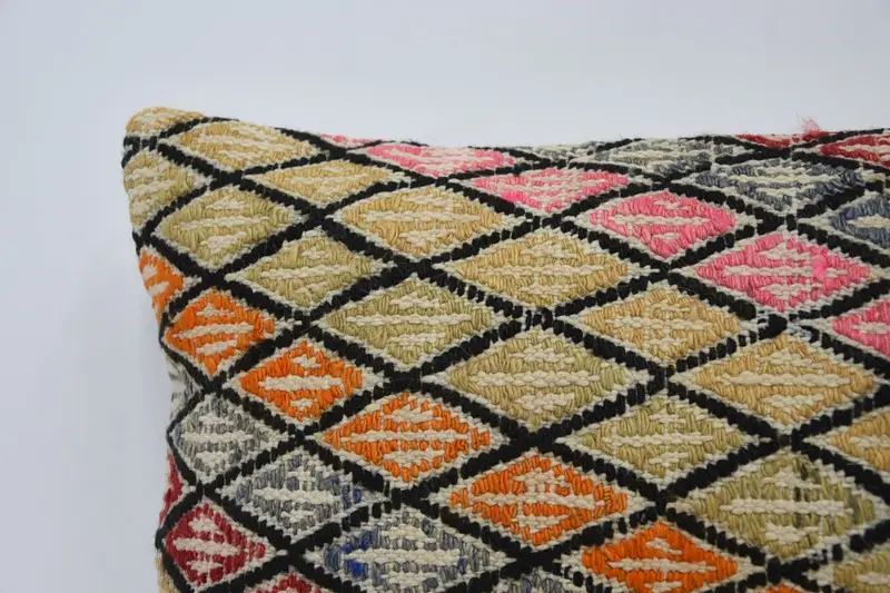 Southwestern Pillow Cover, Boho Pillow Sham Cover, 12x24 Green Cushion, Ethnical Kilim Rug Pillow, Vintage Kilim Throw Pillow, Cushion Cover - 2