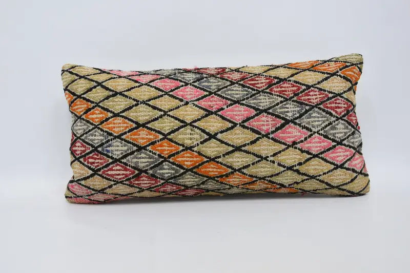 Southwestern Pillow Cover, Boho Pillow Sham Cover, 12x24 Green Cushion, Ethnical Kilim Rug Pillow, Vintage Kilim Throw Pillow, Cushion Cover - 1