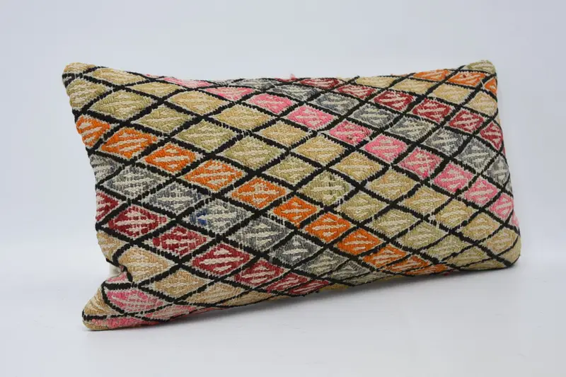Southwestern Pillow Cover, Boho Pillow Sham Cover, 12x24 Green Cushion, Ethnical Kilim Rug Pillow, Vintage Kilim Throw Pillow, Cushion Cover - 3