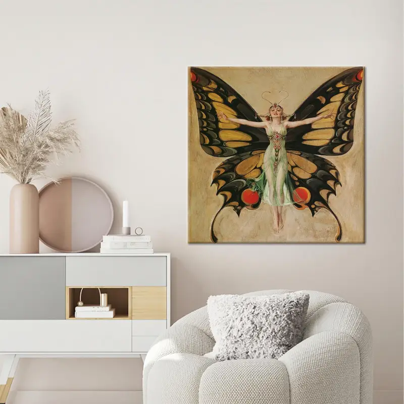 Bezaubernde Schmetterlings-Fee-Leinwand: Abstrakter surrealer Kunstdruck