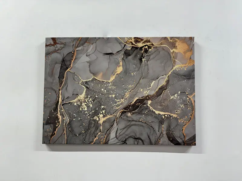 Golden Swirl Abstract Poster, Abstract Marble Wall Art, Natural Canvas Art, Luxury Abstract Art, Fluid Art Painting, Dreamy Mixture Wall Art - 1