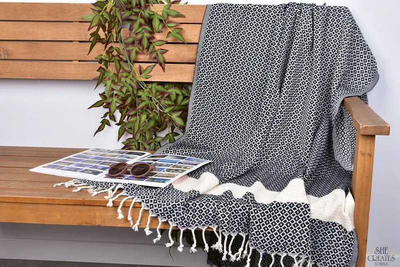 Bachelorette Gifts, Bridal Shower Favors, 70x40 Cotton Geometric Towel, Turkish Beach Towel Personalized, Personalized Turkish Towel, Custom Gifts - 3