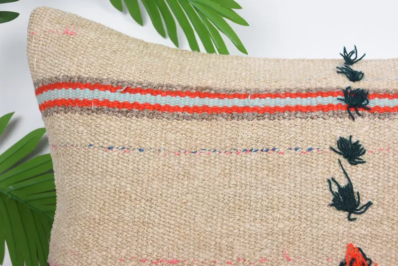 Boho Chic Pillow Sham, 16x24 Beige Pillow Cover, Boho Pillow, Turkish Kilim Pillow, Pillow Case, Traditional Pillow Cover, Handmade Kilim Cushion - 2