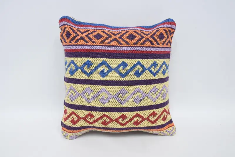 Yellow Vintage Pillow Cover, Moroccan Handwoven 12x12 inch Pillow Sham - 1