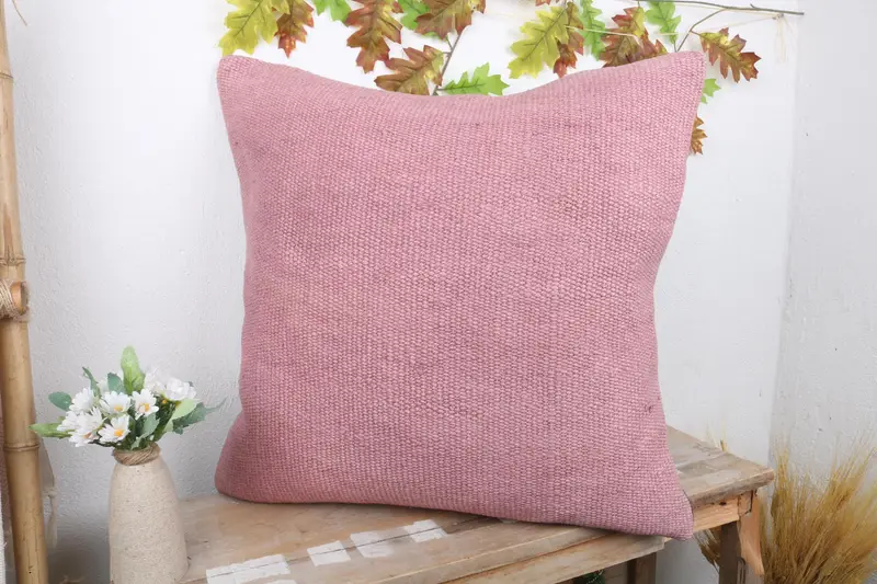 Pillow for Couch, Luxury Pillow Cover, Turkish Rugs Pillow Sham, Gift Pillow, 24x24 Pink Pillow Case, Pillow, Handmade Kilim Cushion - 3