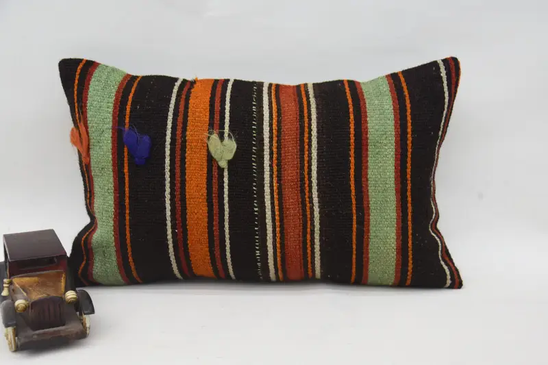 Vintage Brown Holiday Decor Pillowcase, Striped Gift 12x20 inch Pillow Cover - 1