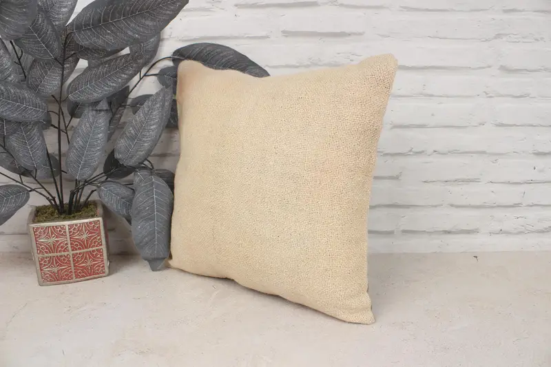 Vintage Pillow, Bed Cushion Case, 16x16 Beige Pillow Cover, Vintage Kilim Pillow, Living Room Throw Cushion, Kilim Pillow, Cushion Cover - 4