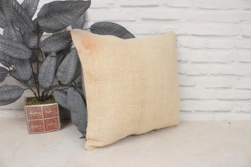 Vintage Pillow, Bed Cushion Case, 16x16 Beige Pillow Cover, Vintage Kilim Pillow, Living Room Throw Cushion, Kilim Pillow, Cushion Cover - 3