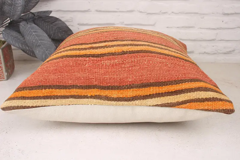 Cushion Case, Wool Kilim Pillow Pillow Case, 18x18 Red Pillow Case, Throw Kilim Pillow, Kilim Pillow, Kilim Cushion Sham, Cotton Pillow - 5