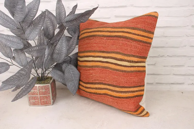 Cushion Case, Wool Kilim Pillow Pillow Case, 18x18 Red Pillow Case, Throw Kilim Pillow, Kilim Pillow, Kilim Cushion Sham, Cotton Pillow - 4