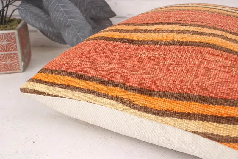 Cushion Case, Wool Kilim Pillow Pillow Case, 18x18 Red Pillow Case, Throw Kilim Pillow, Kilim Pillow, Kilim Cushion Sham, Cotton Pillow - 6