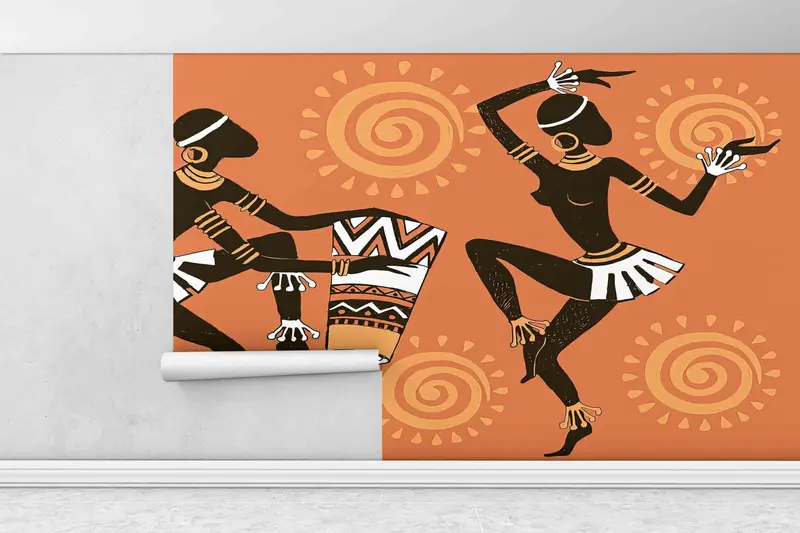 African Dancers Wall Poster, African Woman Wall Poster, Abstract Wall Poster, African Man Paper Art, Custom Wall Paper, 3D Wall Paper, - 1
