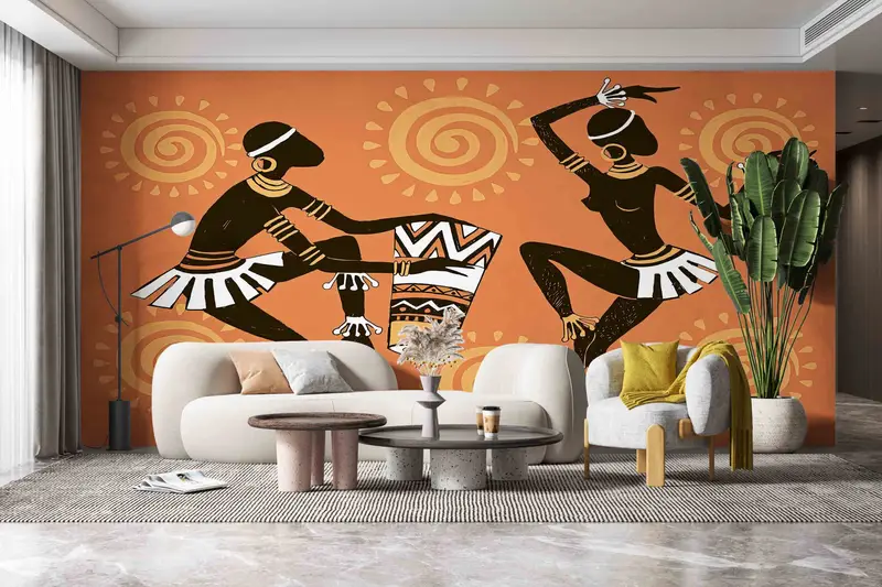 African Dancers Wall Poster, African Woman Wall Poster, Abstract Wall Poster, African Man Paper Art, Custom Wall Paper, 3D Wall Paper, - 2