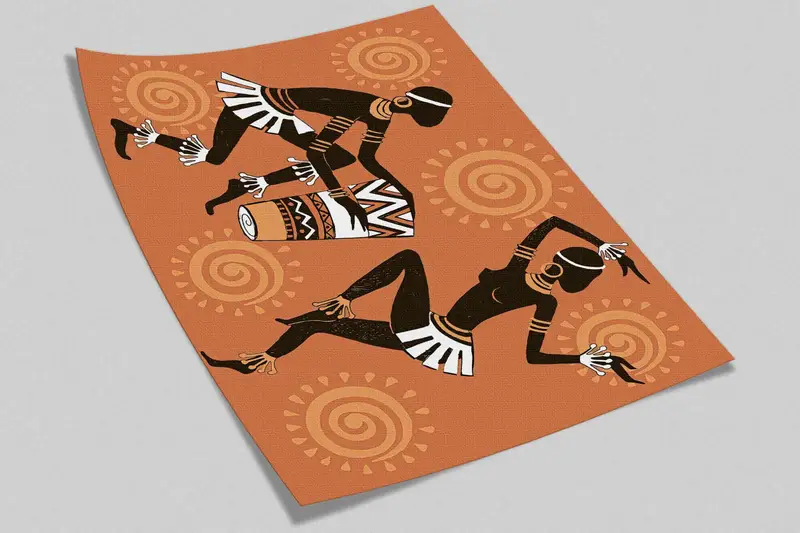 African Dancers Wall Poster, African Woman Wall Poster, Abstract Wall Poster, African Man Paper Art, Custom Wall Paper, 3D Wall Paper, - 5
