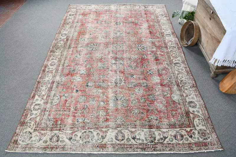 Alfombra abstracta roja y azul, decoración elegante del hogar de 7x10 pies