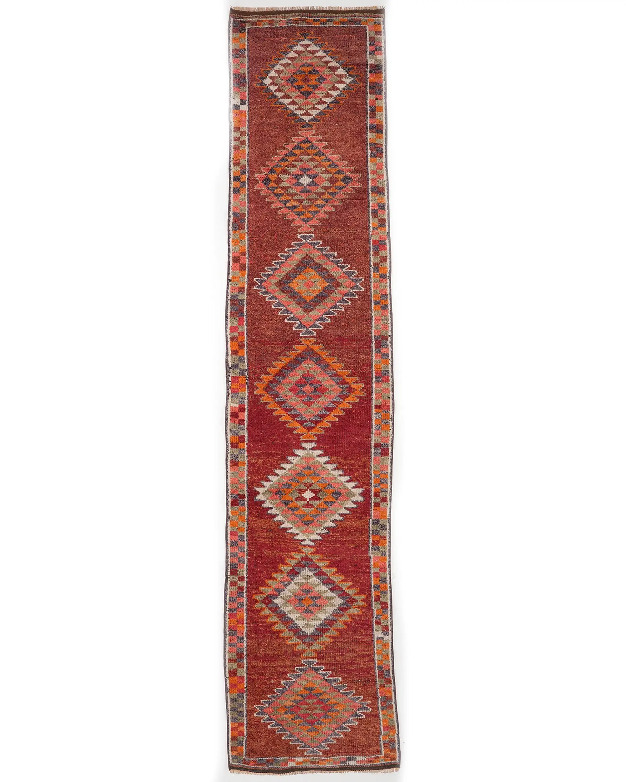 Turkish Rug, Runner 2.8x12.7 ft Vintage Rug, Red Wool Rug - 1