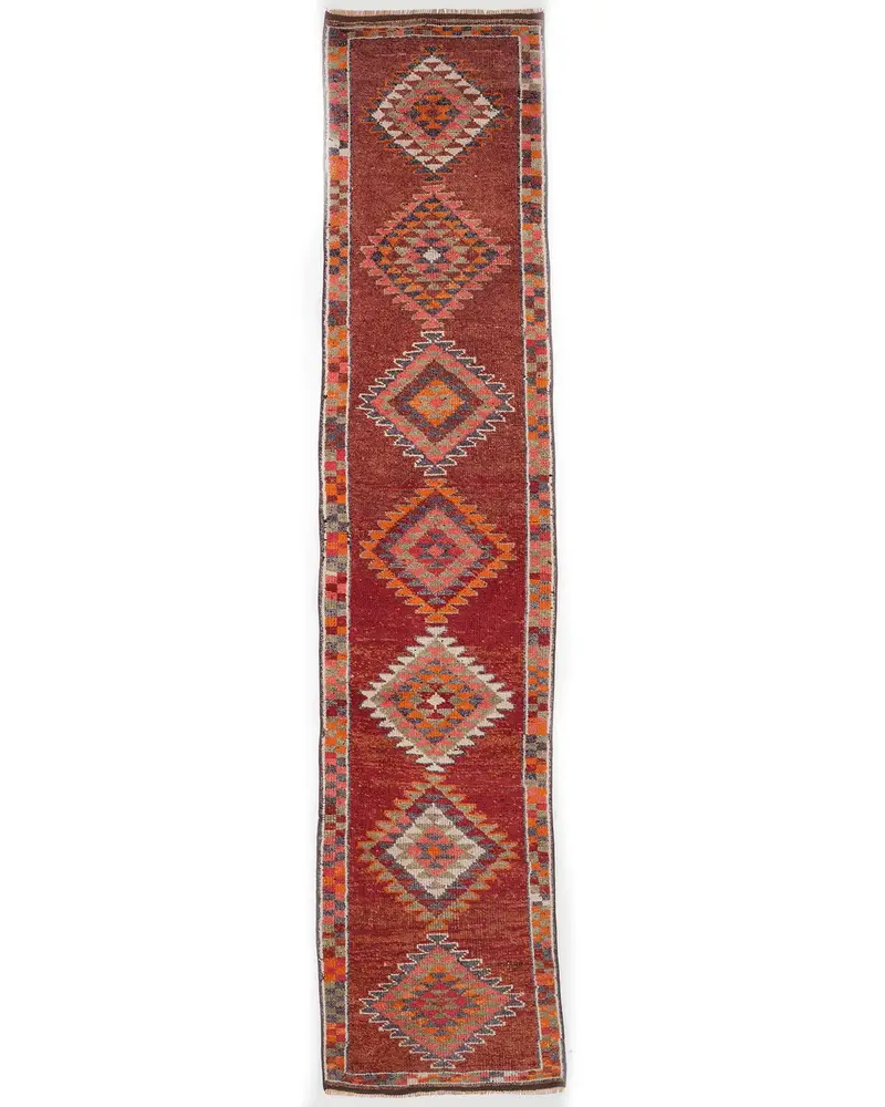 Kırmızı Gökkuşağı İran Halısı, 2,8x12,7 ft Zarif Dekor