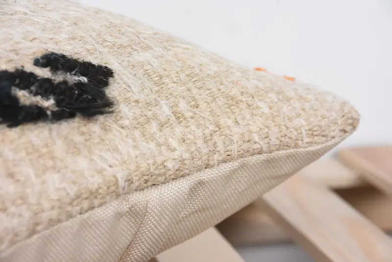 Knitted Cushion, Throw Kilim Pillow, Pillow Sham, Wool Kilim Pillow Cushion Cover, 14x14 Beige Pillow Case, Gift Pillow, Interior Designer Pillow - 7