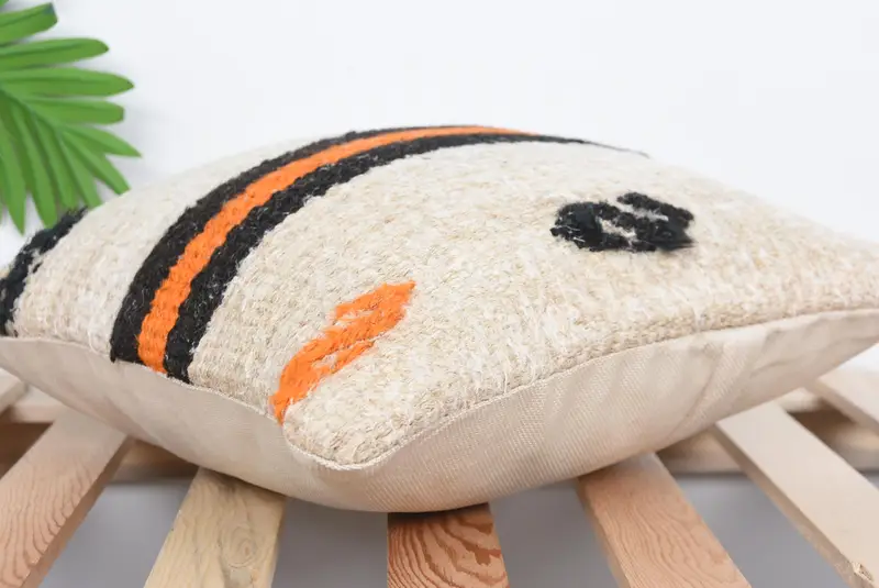 Knitted Cushion, Throw Kilim Pillow, Pillow Sham, Wool Kilim Pillow Cushion Cover, 14x14 Beige Pillow Case, Gift Pillow, Interior Designer Pillow - 6
