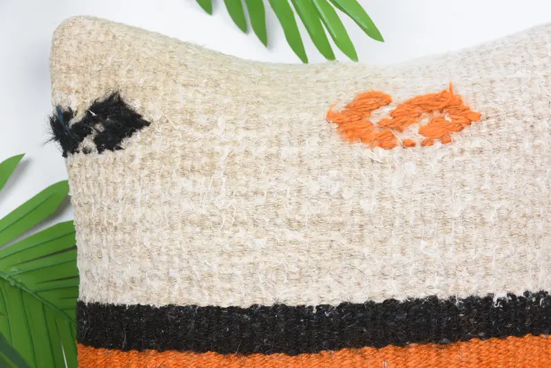 Knitted Cushion, Throw Kilim Pillow, Pillow Sham, Wool Kilim Pillow Cushion Cover, 14x14 Beige Pillow Case, Gift Pillow, Interior Designer Pillow - 2