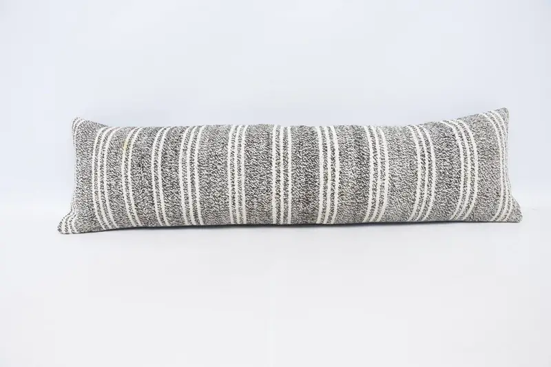 Funda de cojín a rayas, funda de almohada rectangular de regalo beige de 12x42 pulgadas - 1
