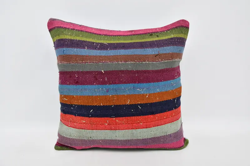 Vintage Kilim Throw Pillow, Pillow Case, 20x20 Red Cushion Case, Seat Pillow, Pillow for Sofa, Kilim Pillow, Traditional Cushion - 1