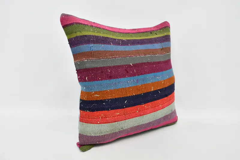 Vintage Kilim Throw Pillow, Pillow Case, 20x20 Red Cushion Case, Seat Pillow, Pillow for Sofa, Kilim Pillow, Traditional Cushion - 3