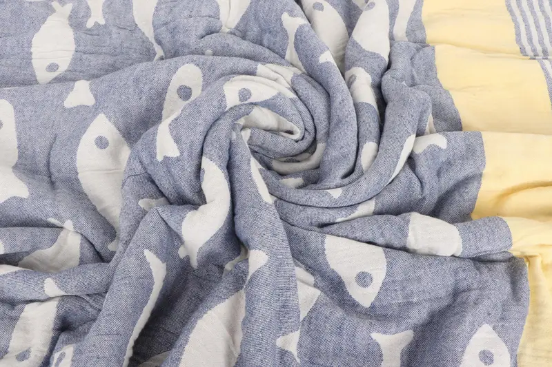 Custom Wedding Gifts, Turkish Bedcover, 92x78 Cotton Fish Design Towel, Boho Throw Blankets, Bridal Shower Favors, Personalized Gifts - 7