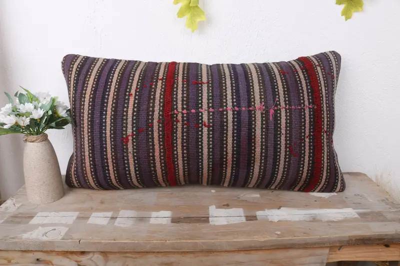 Armchair Cushion, Antique Pillows, 12x24 Blue Cushion Cover, Pillow Case, Nomadic Pillow Cover, Pillow for Sofa, Boho Pillow Sham Cover - 2