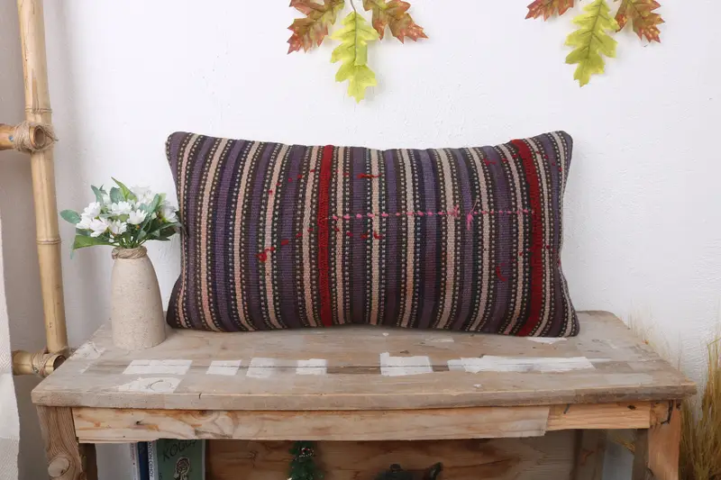 Armchair Cushion, Antique Pillows, 12x24 Blue Cushion Cover, Pillow Case, Nomadic Pillow Cover, Pillow for Sofa, Boho Pillow Sham Cover - 1