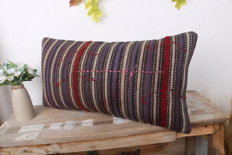 Armchair Cushion, Antique Pillows, 12x24 Blue Cushion Cover, Pillow Case, Nomadic Pillow Cover, Pillow for Sofa, Boho Pillow Sham Cover - 4