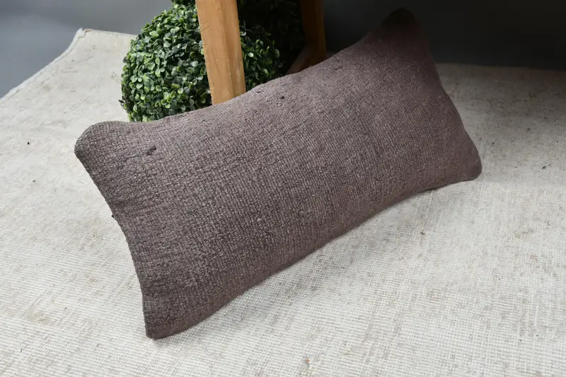 Boho Pillow Sham Cover, Gift Pillow, Vintage Kilim Throw Pillow, Aztec Pillow Cover, Bench Pillow Sham, 12x24 Brown Cushion, Cushion Cover - 7