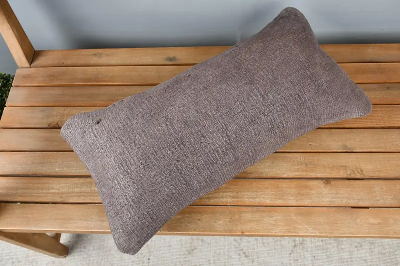 Boho Pillow Sham Cover, Gift Pillow, Vintage Kilim Throw Pillow, Aztec Pillow Cover, Bench Pillow Sham, 12x24 Brown Cushion, Cushion Cover - 3