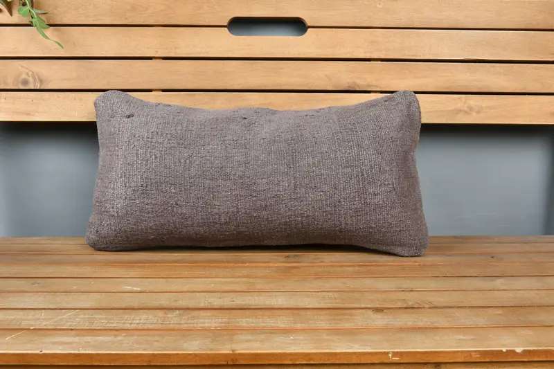 Boho Pillow Sham Cover, Gift Pillow, Vintage Kilim Throw Pillow, Aztec Pillow Cover, Bench Pillow Sham, 12x24 Brown Cushion, Cushion Cover - 6