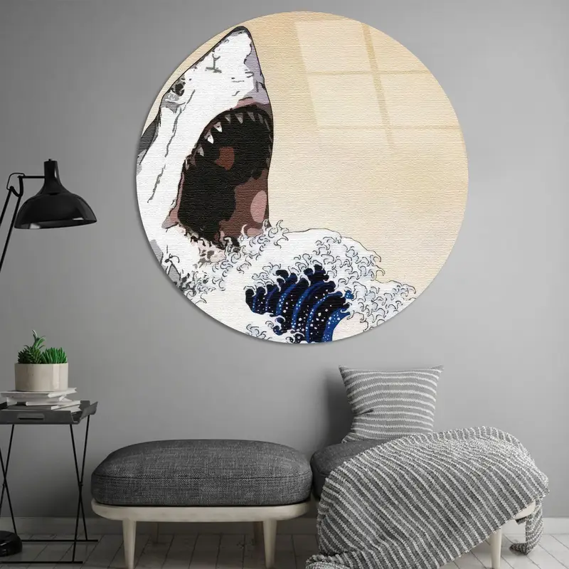 エレガントな抽象的な波のキャンバス: 日本のミニマリスト アート プリント