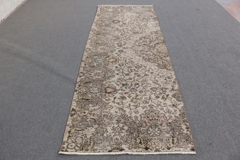 Elegant Brown & Gray Rug, 9.8x9.78 ft Botanical Design
