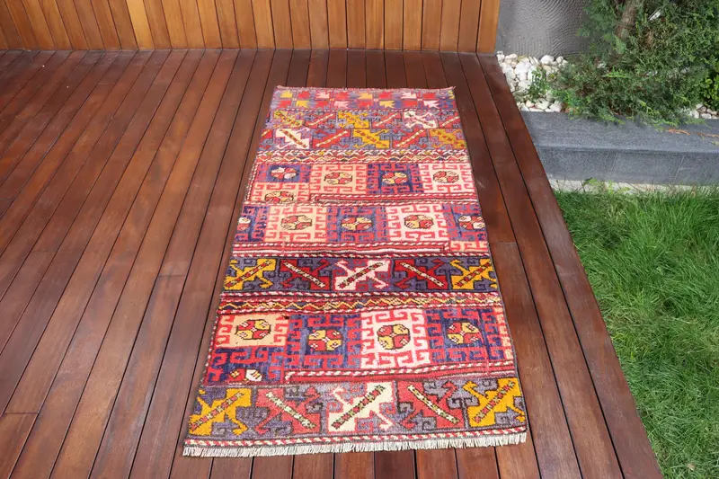 2.7x5.6 ft Vintage Turkish Rug, Accent Rug, Oushak Red Wool Rug - 1