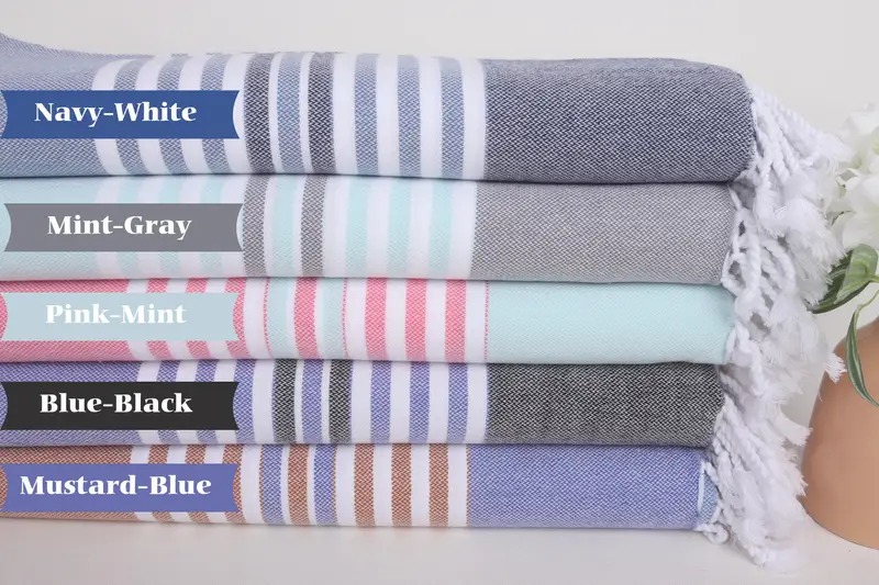 Custom Wedding Gifts, Personalised Gift, Eco-Friendly Turkish Towel, Personalized Gifts, Personalized Gift, 68x40 Cotton Striped Towel, Yoga Towel - 1